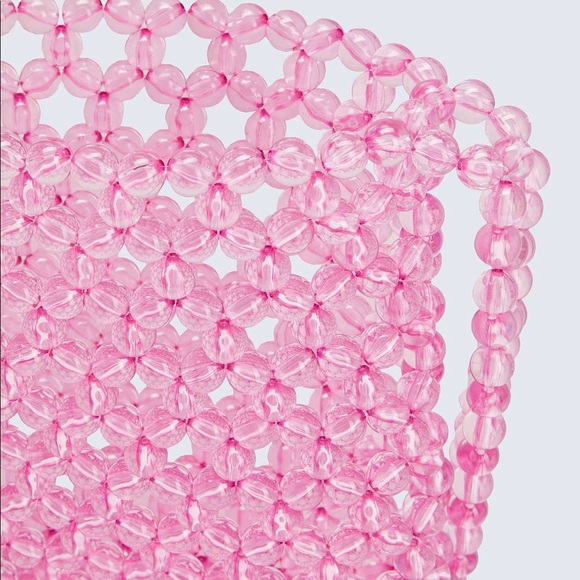 Pink clear beaded woven pink clear crossbody bag - Picture 14 of 16